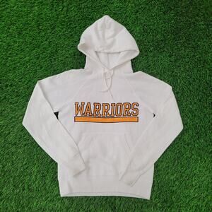 Vintage 80s Warriors Hoodie Womens XS/S 17x21 White Orange